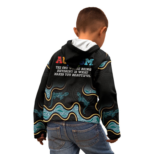 Australia Autism Awareness 4 April Aboriginal Lizard Kid Hoodie