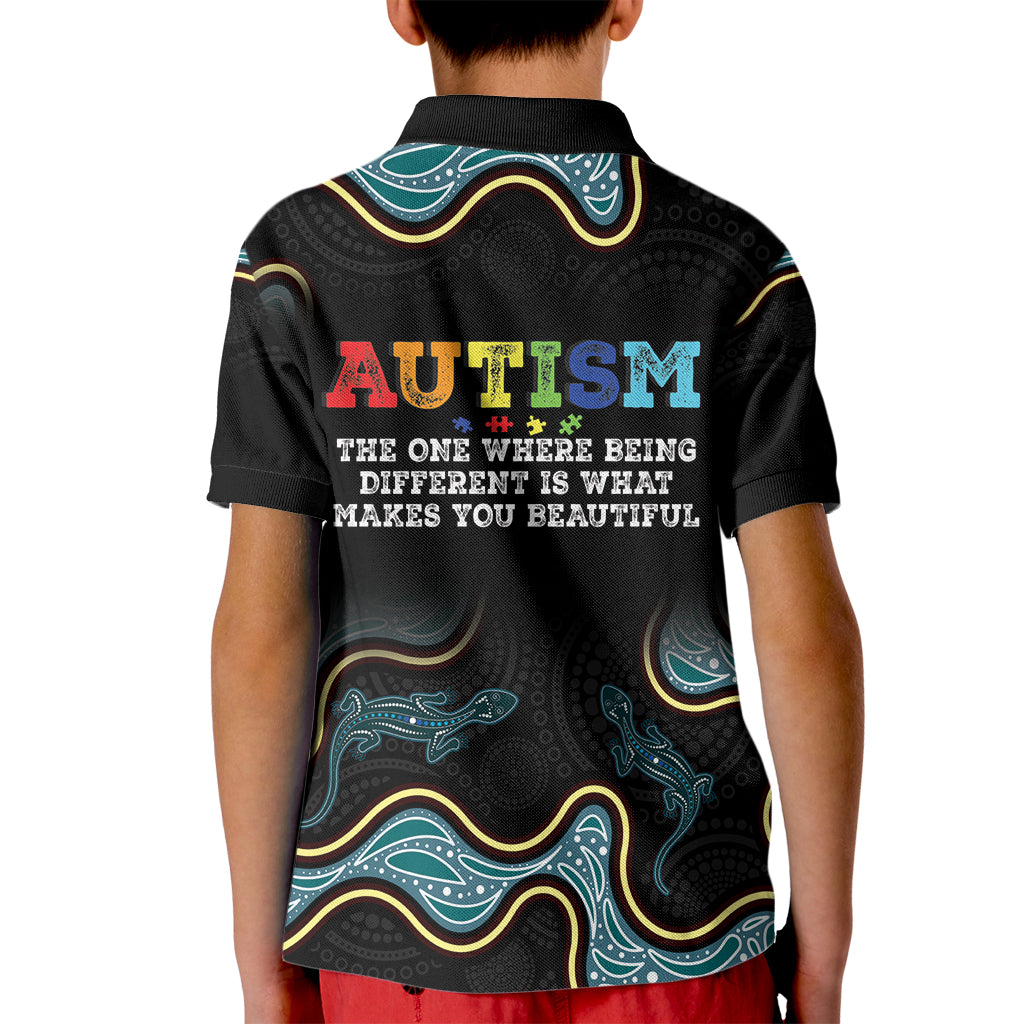 Australia Autism Awareness 4 April Aboriginal Lizard Kid Polo Shirt