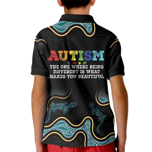 Australia Autism Awareness 4 April Aboriginal Lizard Kid Polo Shirt
