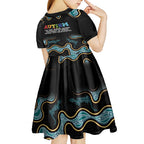 Australia Autism Awareness 4 April Aboriginal Lizard Kid Short Sleeve Dress