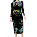 Australia Autism Awareness 4 April Aboriginal Lizard Long Sleeve Bodycon Dress