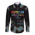 Australia Autism Awareness 4 April Aboriginal Lizard Long Sleeve Button Shirt