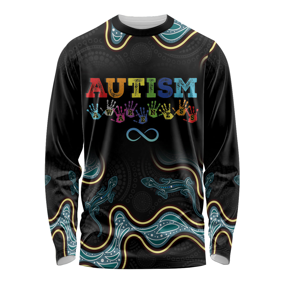 Australia Autism Awareness 4 April Aboriginal Lizard Long Sleeve Shirt