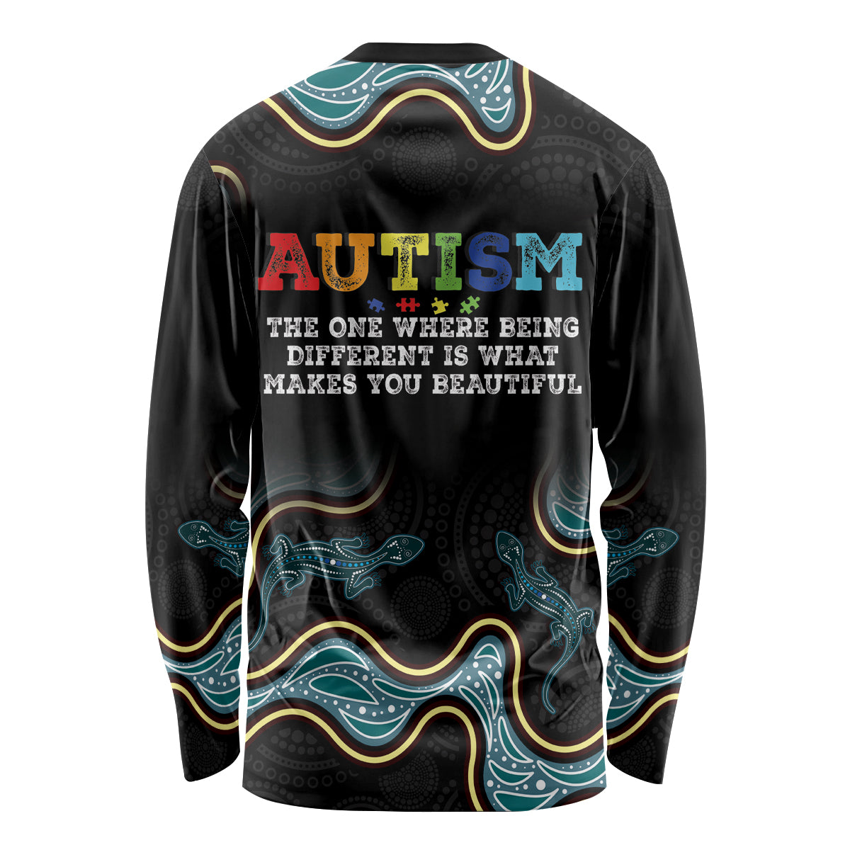 Australia Autism Awareness 4 April Aboriginal Lizard Long Sleeve Shirt