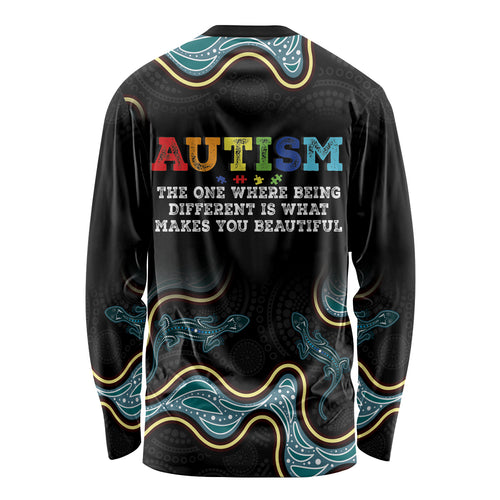 Australia Autism Awareness 4 April Aboriginal Lizard Long Sleeve Shirt