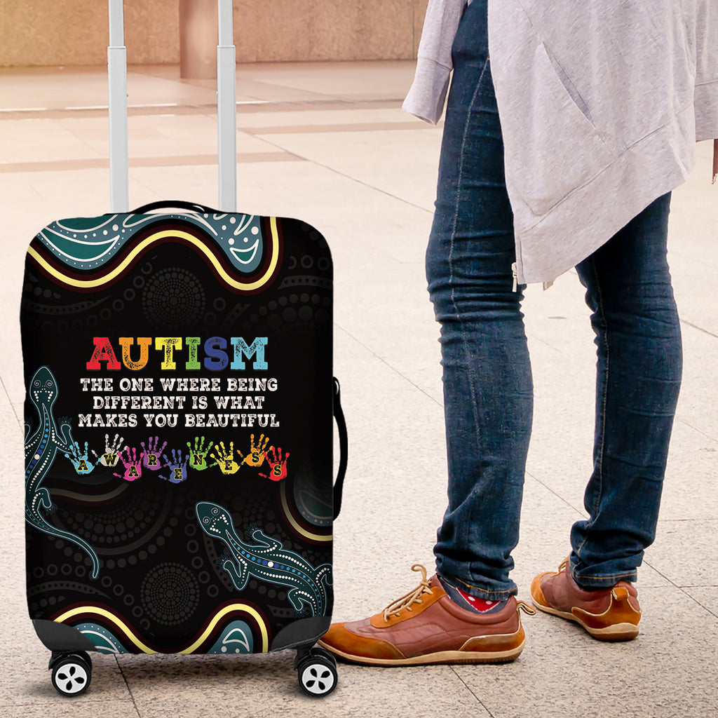 Australia Autism Awareness 4 April Aboriginal Lizard Luggage Cover