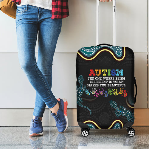 Australia Autism Awareness 4 April Aboriginal Lizard Luggage Cover
