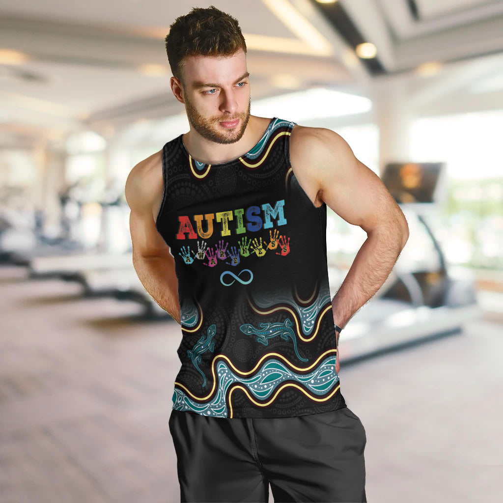 Australia Autism Awareness 4 April Aboriginal Lizard Men Tank Top