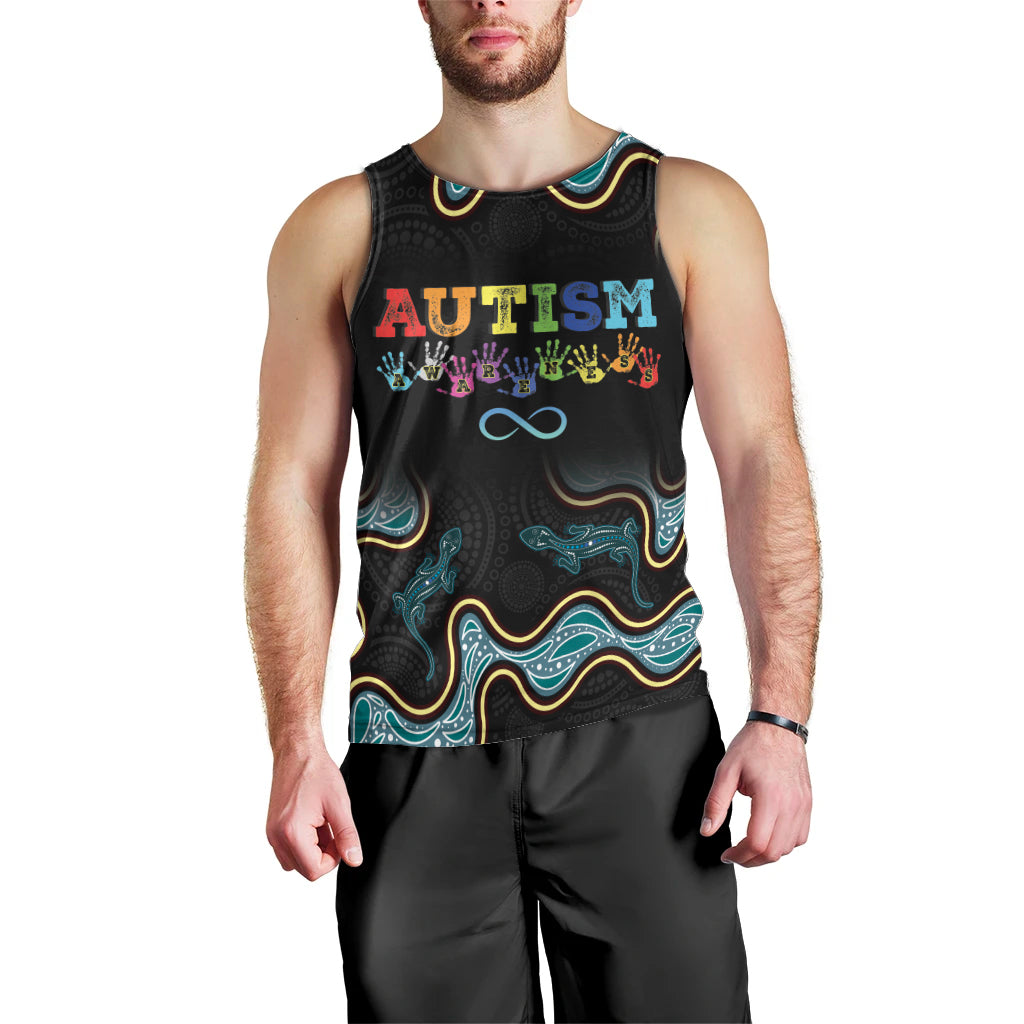 Australia Autism Awareness 4 April Aboriginal Lizard Men Tank Top