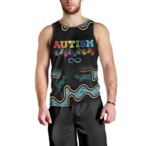 Australia Autism Awareness 4 April Aboriginal Lizard Men Tank Top