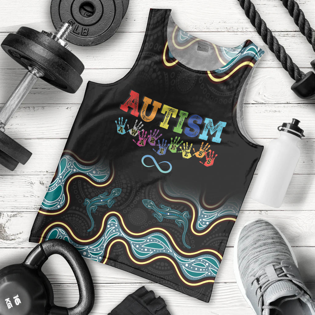 Australia Autism Awareness 4 April Aboriginal Lizard Men Tank Top