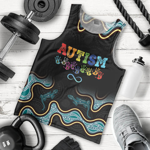 Australia Autism Awareness 4 April Aboriginal Lizard Men Tank Top