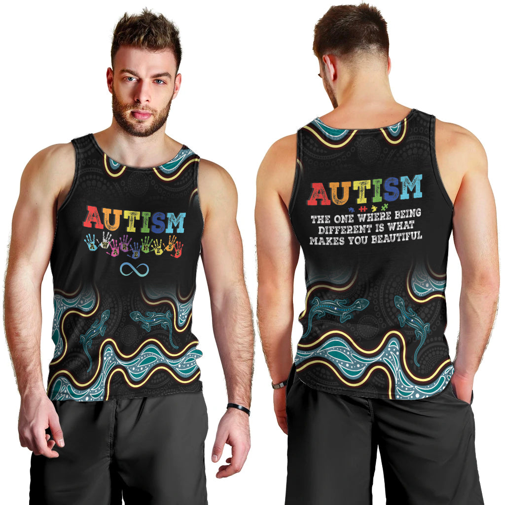 Australia Autism Awareness 4 April Aboriginal Lizard Men Tank Top