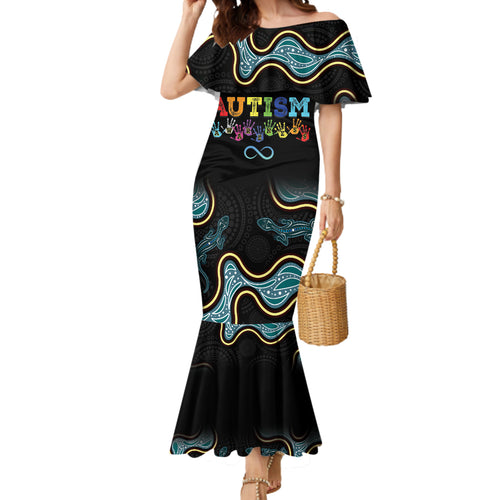Australia Autism Awareness 4 April Aboriginal Lizard Mermaid Dress