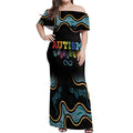 Australia Autism Awareness 4 April Aboriginal Lizard Off Shoulder Maxi Dress