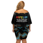 Australia Autism Awareness 4 April Aboriginal Lizard Off Shoulder Short Dress