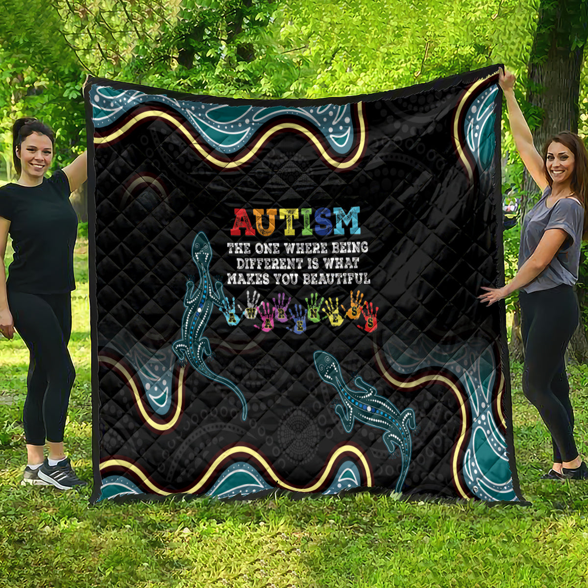 Australia Autism Awareness 4 April Aboriginal Lizard Quilt