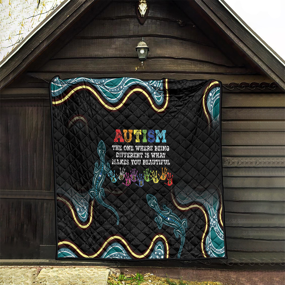 Australia Autism Awareness 4 April Aboriginal Lizard Quilt