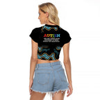 Australia Autism Awareness 4 April Aboriginal Lizard Raglan Cropped T Shirt