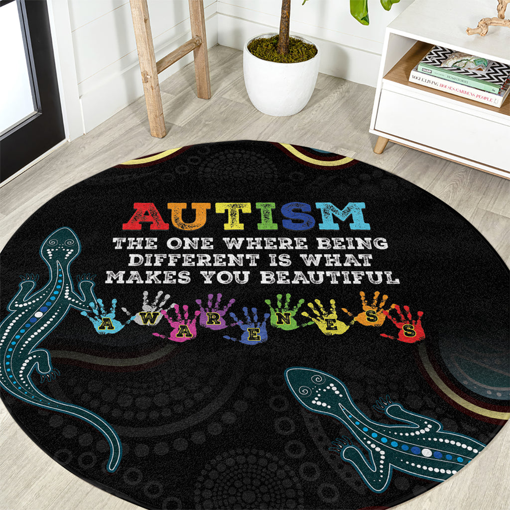 Australia Autism Awareness 4 April Aboriginal Lizard Round Carpet