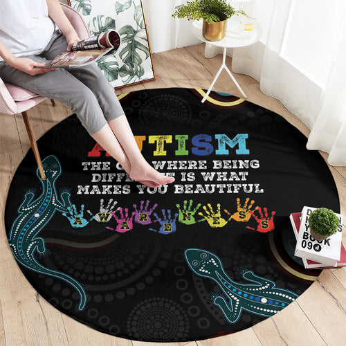 Australia Autism Awareness 4 April Aboriginal Lizard Round Carpet