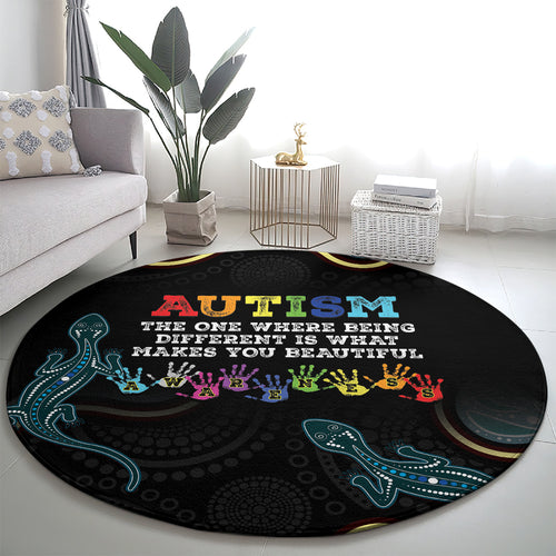 Australia Autism Awareness 4 April Aboriginal Lizard Round Carpet