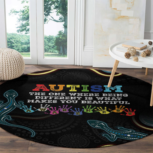 Australia Autism Awareness 4 April Aboriginal Lizard Round Carpet