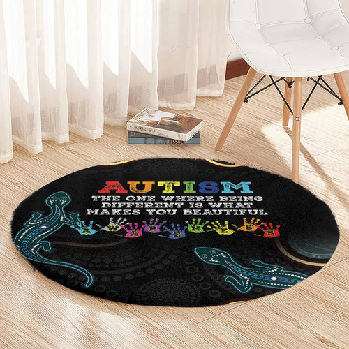 Australia Autism Awareness 4 April Aboriginal Lizard Round Carpet