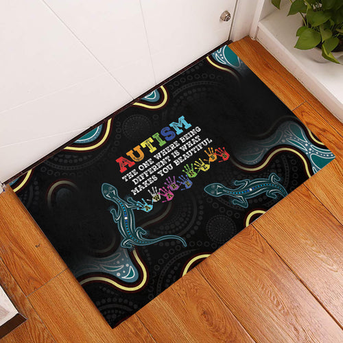 Australia Autism Awareness 4 April Aboriginal Lizard Rubber Doormat