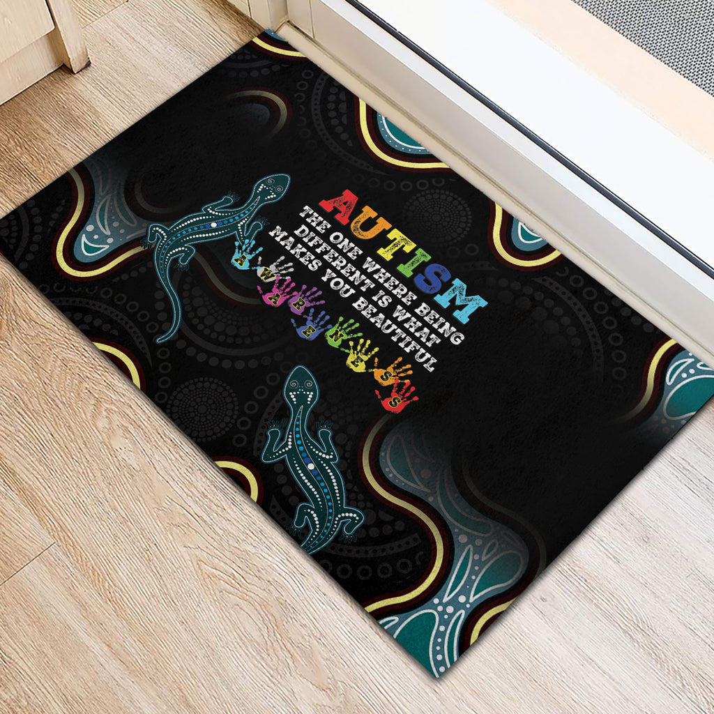 Australia Autism Awareness 4 April Aboriginal Lizard Rubber Doormat