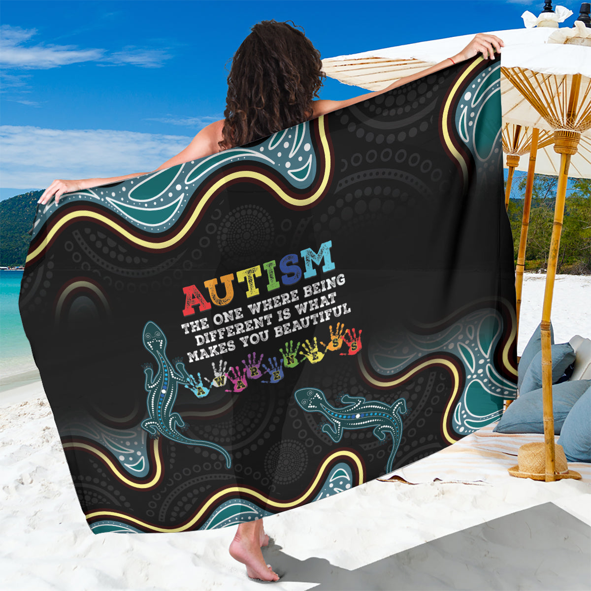 Australia Autism Awareness 4 April Aboriginal Lizard Sarong
