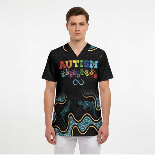 Australia Autism Awareness 2 April Aboriginal Lizard Scrub Top - Aussie Hoodie