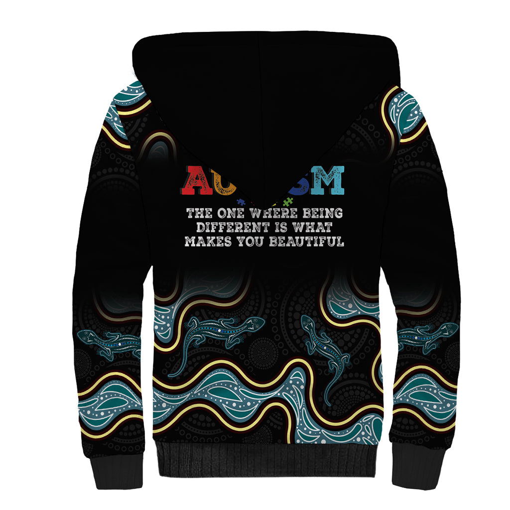 Australia Autism Awareness 4 April Aboriginal Lizard Sherpa Hoodie
