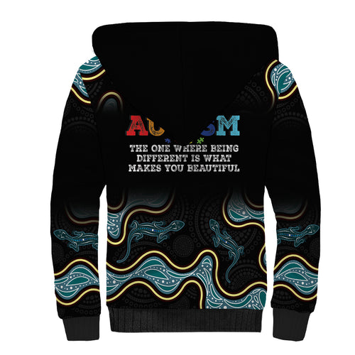 Australia Autism Awareness 4 April Aboriginal Lizard Sherpa Hoodie
