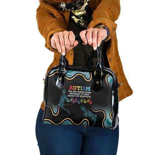 Australia Autism Awareness 4 April Aboriginal Lizard Shoulder Handbag