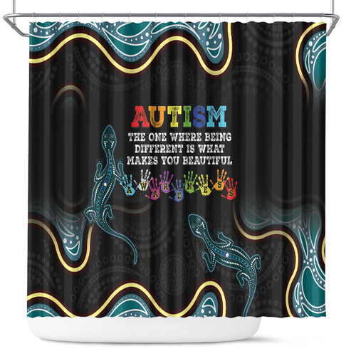 Australia Autism Awareness 4 April Aboriginal Lizard Shower Curtain
