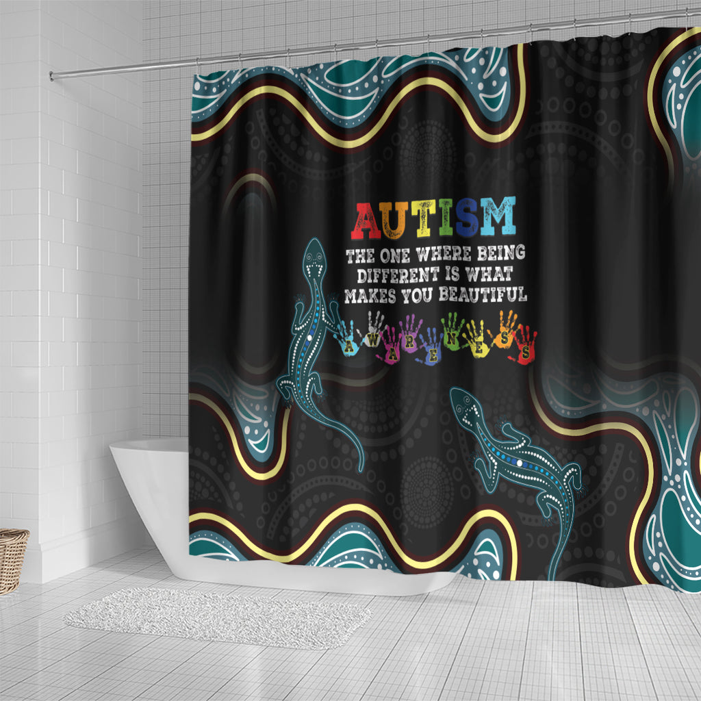 Australia Autism Awareness 4 April Aboriginal Lizard Shower Curtain