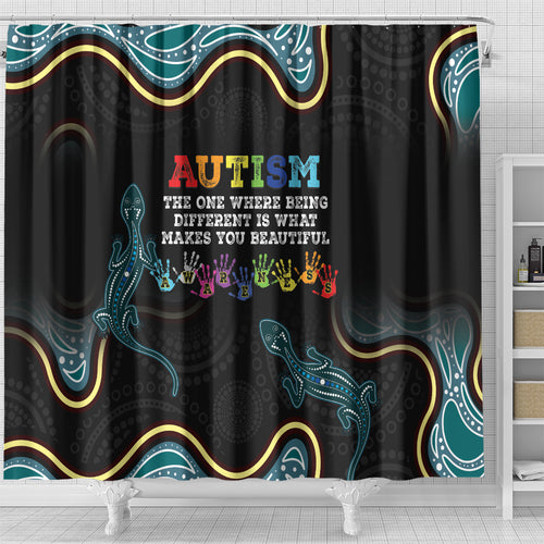 Australia Autism Awareness 4 April Aboriginal Lizard Shower Curtain