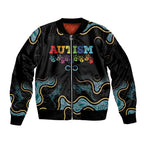 Australia Autism Awareness 4 April Aboriginal Lizard Sleeve Zip Bomber Jacket
