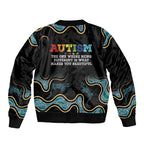 Australia Autism Awareness 4 April Aboriginal Lizard Sleeve Zip Bomber Jacket