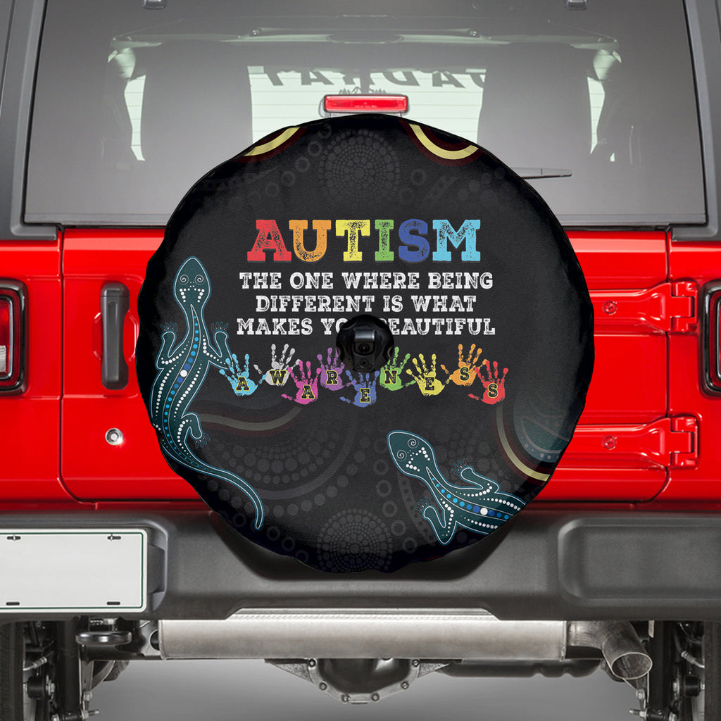 Australia Autism Awareness 4 April Aboriginal Lizard Spare Tire Cover