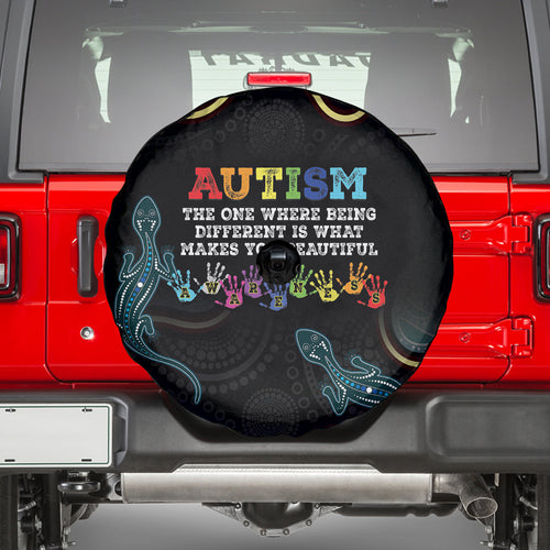 Australia Autism Awareness 4 April Aboriginal Lizard Spare Tire Cover