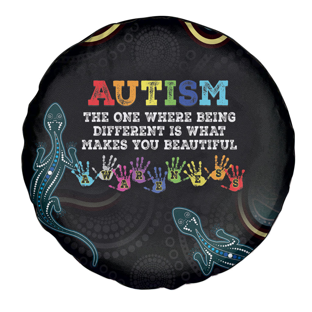 Australia Autism Awareness 4 April Aboriginal Lizard Spare Tire Cover