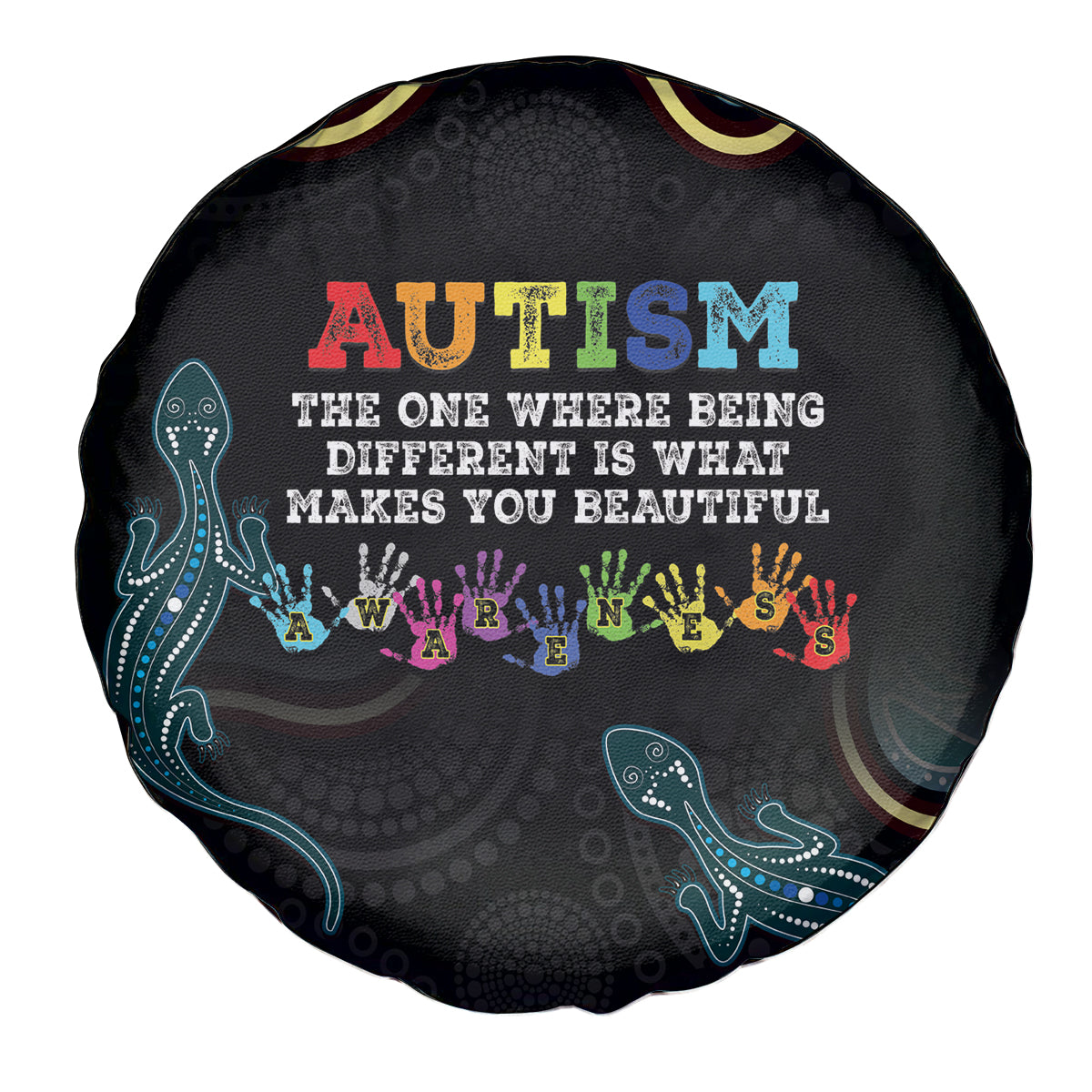 Australia Autism Awareness 4 April Aboriginal Lizard Spare Tire Cover