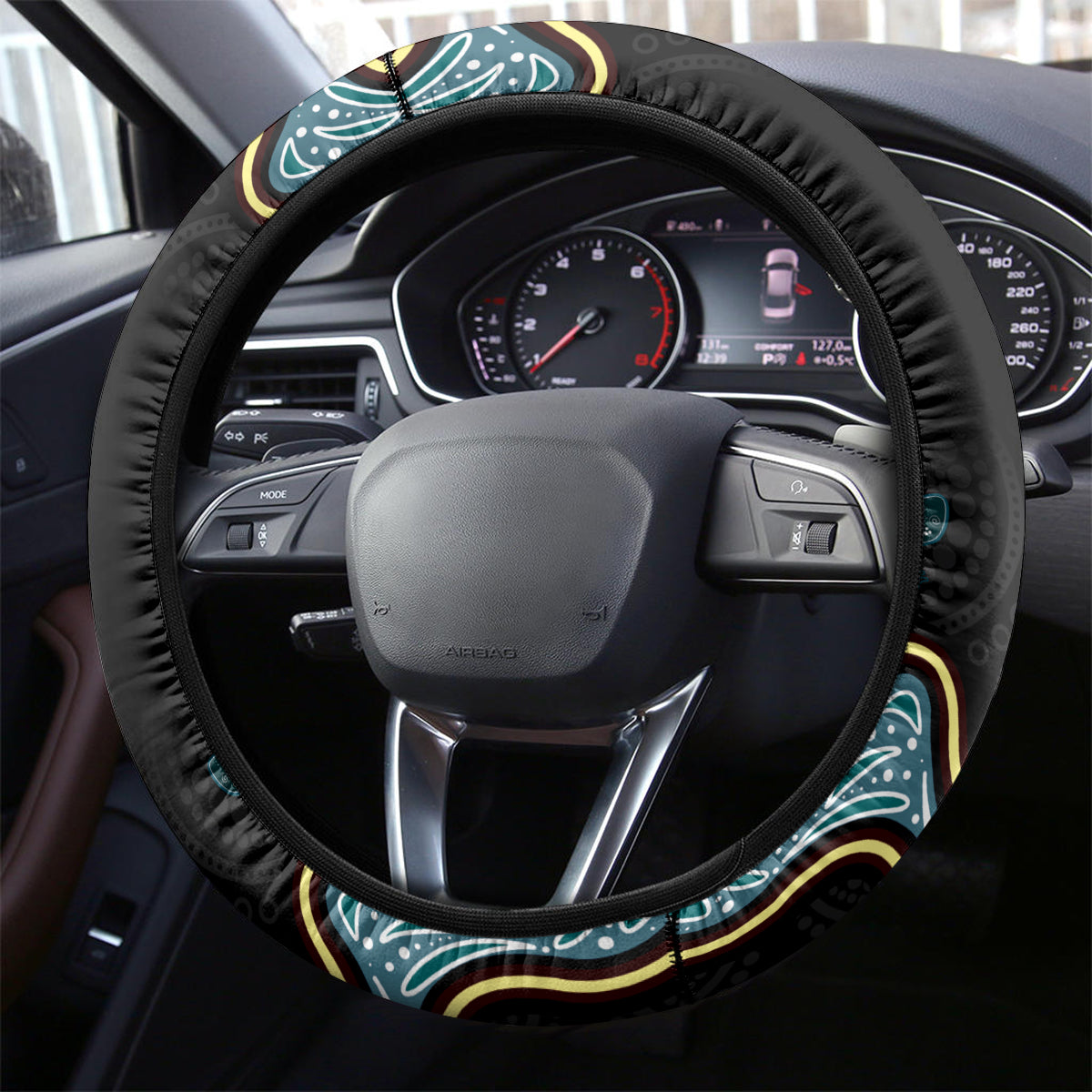 Australia Autism Awareness 4 April Aboriginal Lizard Steering Wheel Cover