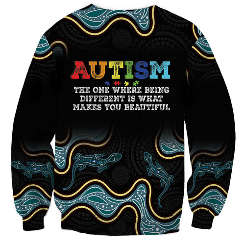 Australia Autism Awareness 4 April Aboriginal Lizard Sweatshirt