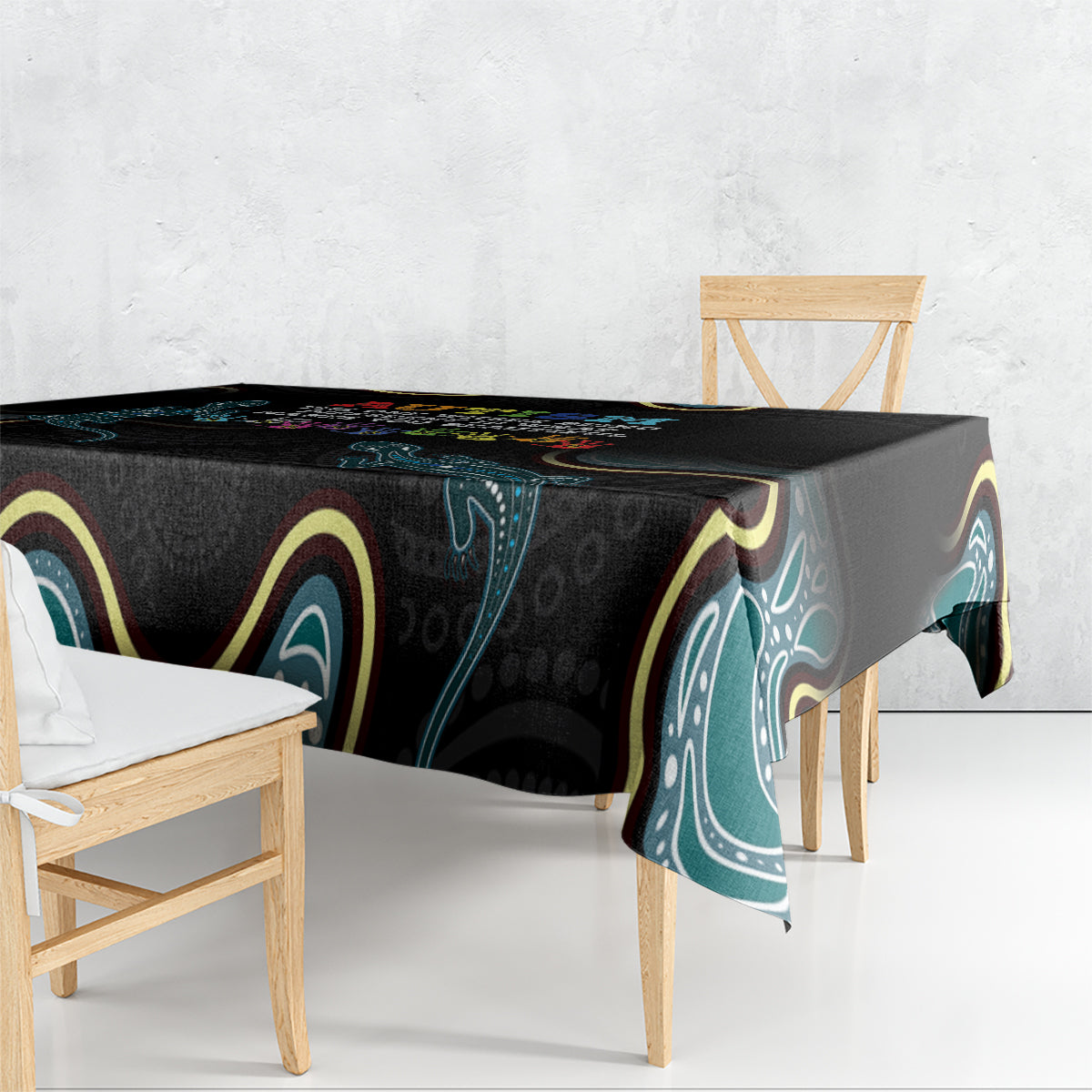 Australia Autism Awareness 4 April Aboriginal Lizard Tablecloth