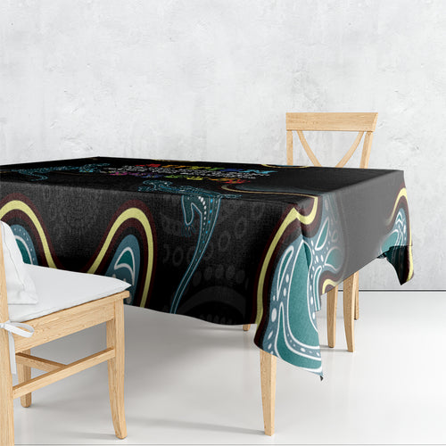 Australia Autism Awareness 4 April Aboriginal Lizard Tablecloth