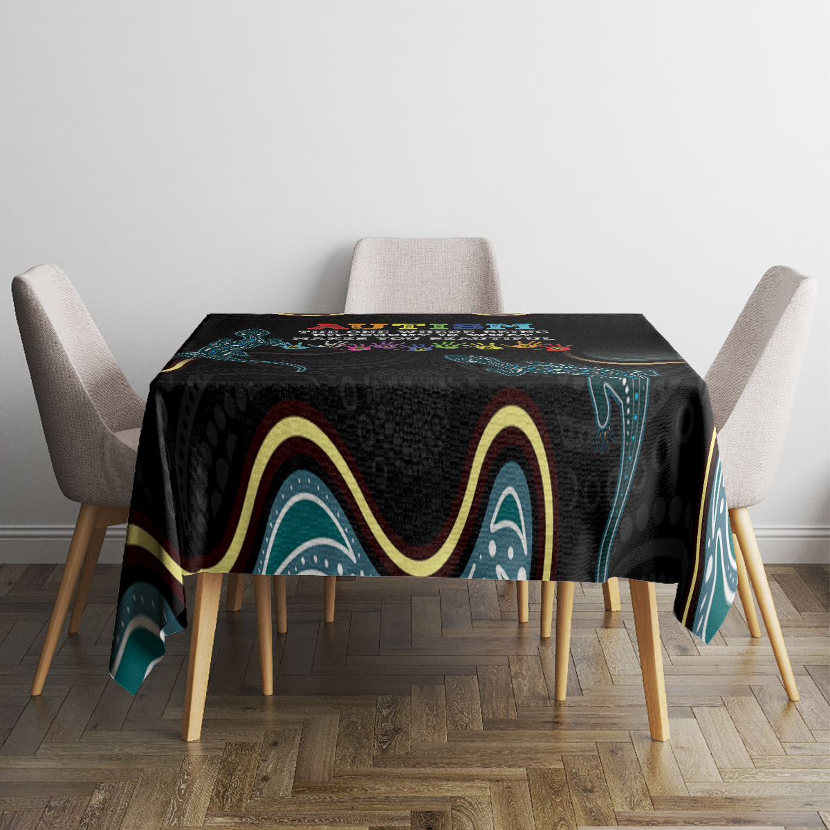 Australia Autism Awareness 4 April Aboriginal Lizard Tablecloth