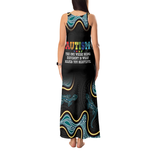 Australia Autism Awareness 4 April Aboriginal Lizard Tank Maxi Dress
